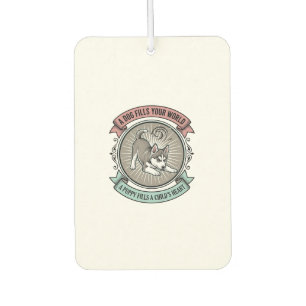 Désodorisant Pour Voiture Chemise de chiot Husky Gravure vintage Meilleur am