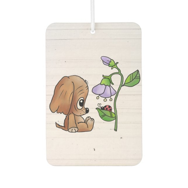 Désodorisant Pour Voiture Chien et fleur (Devant)
