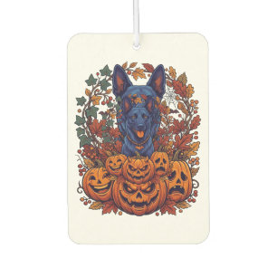 Désodorisant Pour Voiture Chiens Pitbull Bleus Citrouilles Halloween Feuille