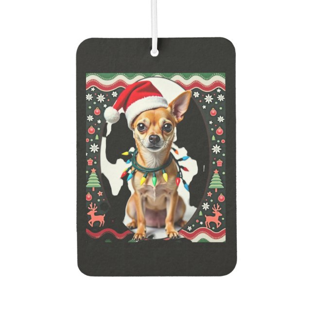 Désodorisant Pour Voiture Chihuahua Christmas Santa Ugly Sweater Dog Lover X (Devant)