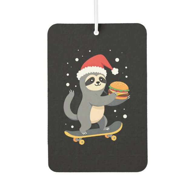 Désodorisant Pour Voiture CHRISTMAS SLOTH Funny Christmas Skateboard Sloth ( (Devant)