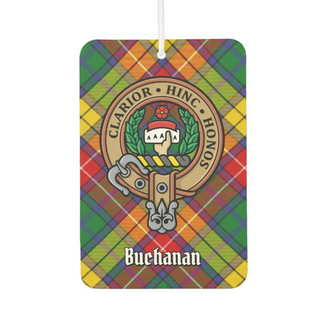 Désodorisant Pour Voiture Clan Buchanan Crest sur Tartan (Devant)