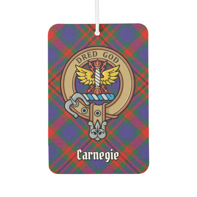 Désodorisant Pour Voiture Clan Carnegie Crest sur Tartan (Devant)
