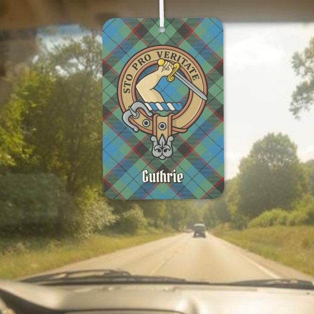 Désodorisant Pour Voiture Clan Guthrie Crest sur Tartan (Créateur téléchargé)