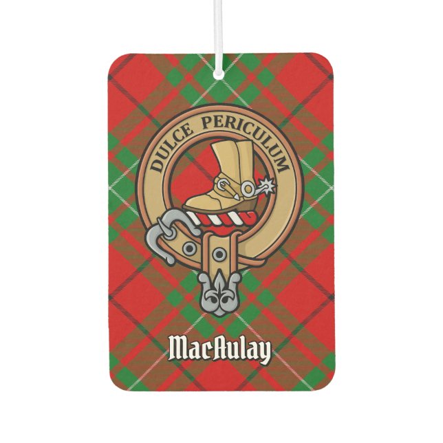Désodorisant Pour Voiture Clan MacAulay Crest sur Tartan (Devant)