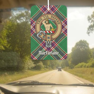 Désodorisant Pour Voiture Clan MacFarlane Crest sur Tartan de chasse moderne
