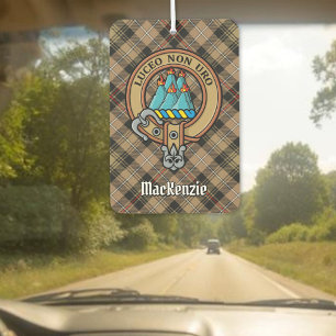 Désodorisant Pour Voiture Clan MacKenzie Crest sur Tartan de chasse Brown
