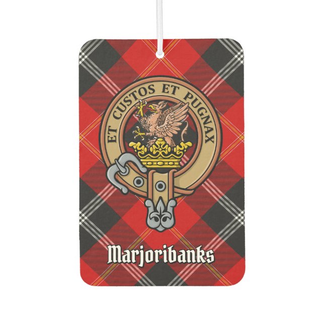 Désodorisant Pour Voiture Clan Marjoribanks crête sur Tartan (Devant)