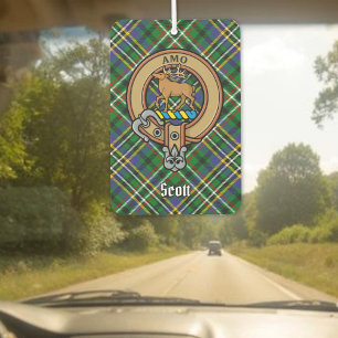 Désodorisant Pour Voiture Clan Scott Crest sur Green Tartan Air Freshener