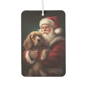 Désodorisant Pour Voiture Cocker Spaniel avec le Père Noël Fête de Noël