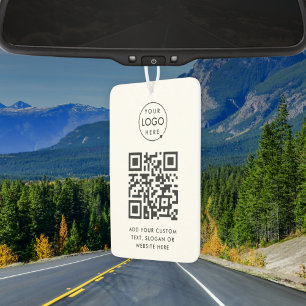 Désodorisant Pour Voiture Code QR   Business Logo Professionnel Simple Blanc
