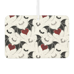 Désodorisant Pour Voiture Coeur d'Halloween avec ailes de chauve-souris noir