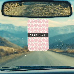 Désodorisant Pour Voiture Coeurs roses, Romantique, Votre Nom, Personnaliser