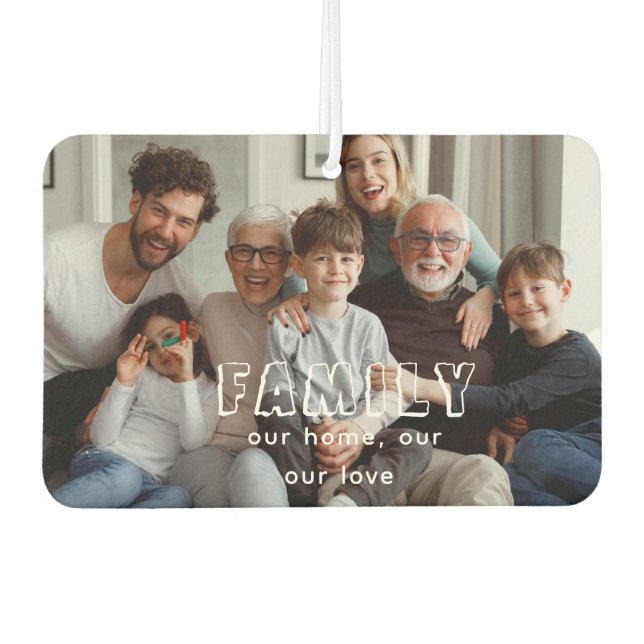 Désodorisant Pour Voiture Collage de script familial Chic (Devant)