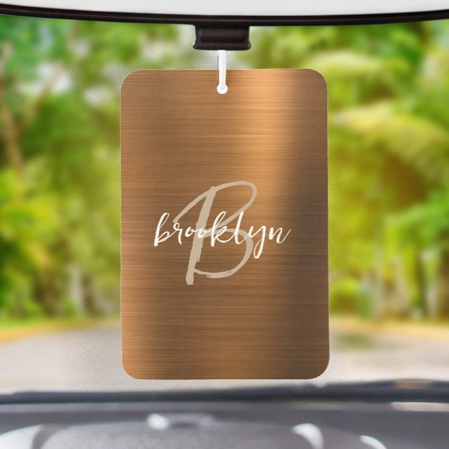 Désodorisant Pour Voiture Copper Brushed Metal Script Monogram  (Créateur téléchargé)