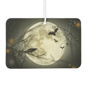 Désodorisant Pour Voiture Corneilles Éffrayantes de la Lune d'Halloween