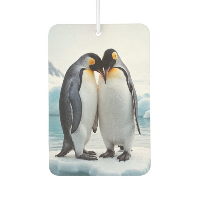 Désodorisant Pour Voiture Couple De Pingouin Sur Un Iceberg (Devant)