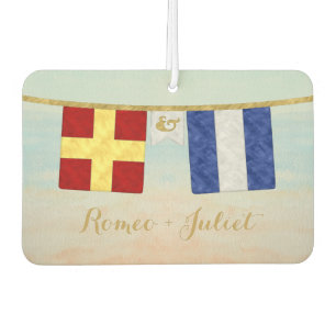 Désodorisant Pour Voiture Couples Monogramme Signal Maritime Drapeaux Aquare