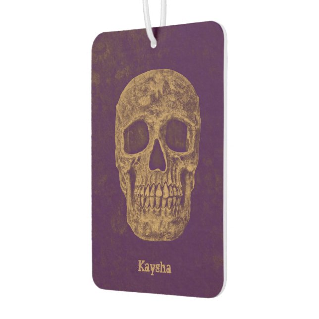 Désodorisant Pour Voiture Crânes gothiques Grunge Gold Purple Cool (Gauche)