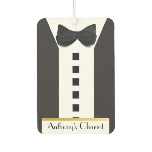 Désodorisant Pour Voiture Cravate noire Tuxedo 🎩 drôle Monogramme
