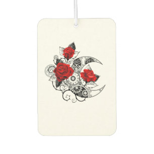 Désodorisant Pour Voiture Croissant Mécanique avec Roses Rouges