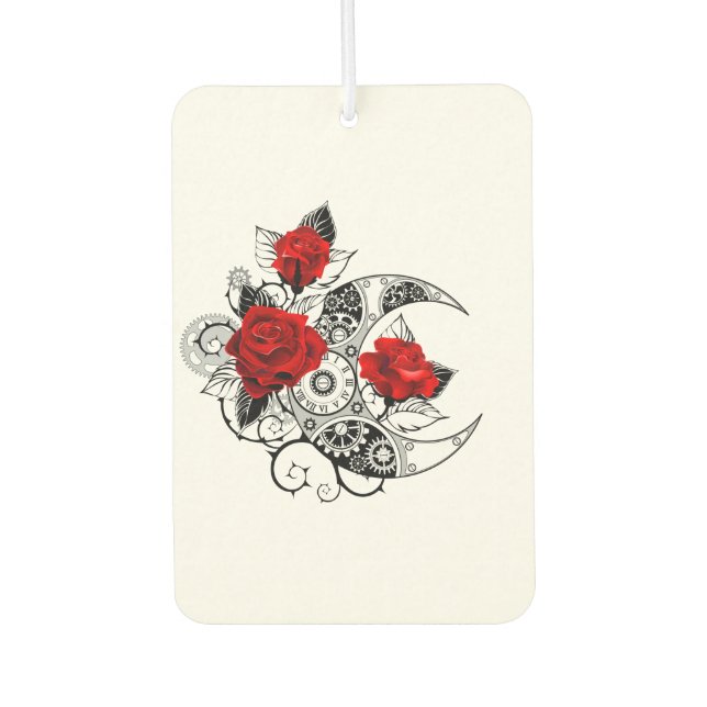 Désodorisant Pour Voiture Croissant mécanique avec roses rouges (Devant)