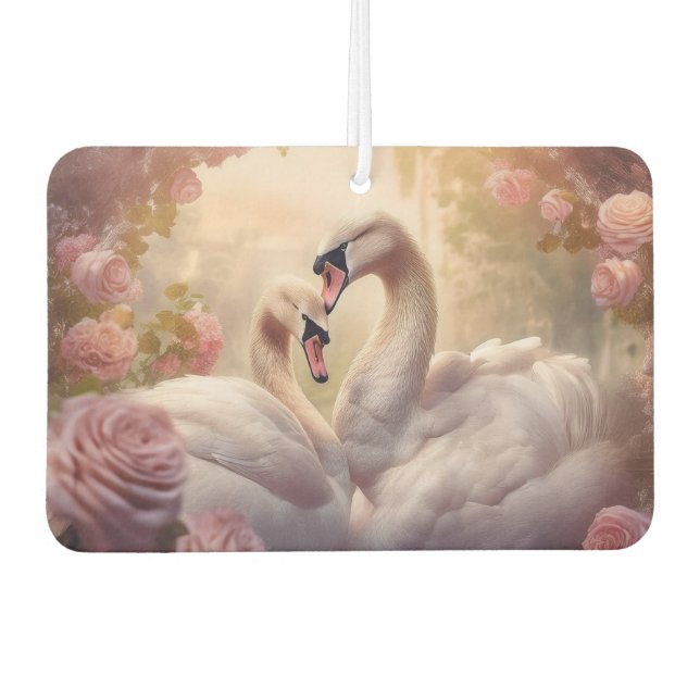 Désodorisant Pour Voiture Cygnes roses et blancs (Devant)
