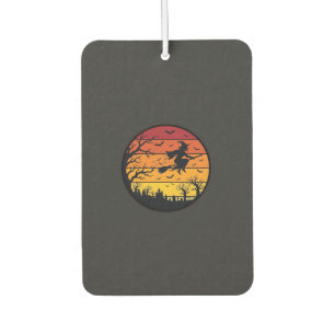 Désodorisant Pour Voiture Dessin de cercle rétro silhouette de sorcière au c