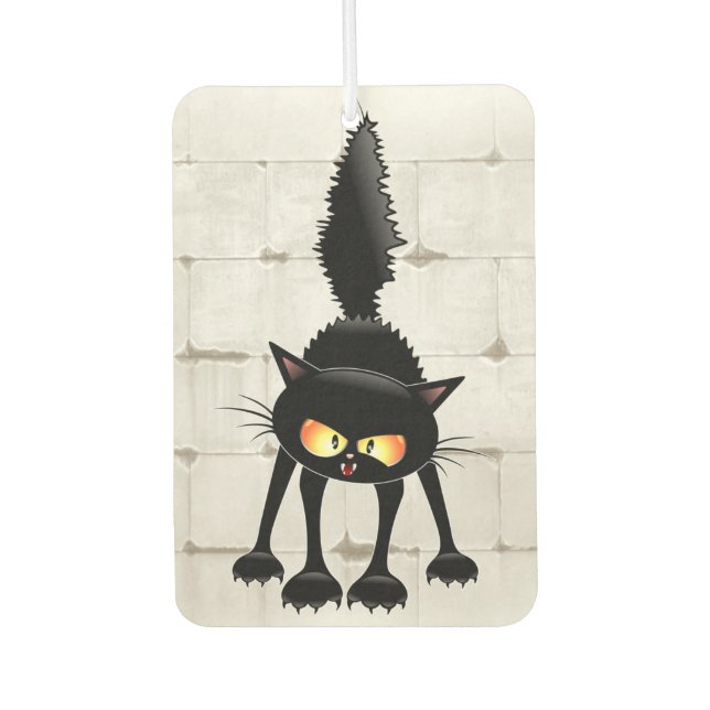 Désodorisant Pour Voiture Dessin de Funny Fierce Black Cat (Devant)