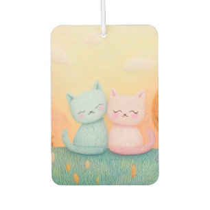 Désodorisant Pour Voiture Deux adorables chats en laine assis ensemble