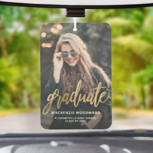 Désodorisant Pour Voiture Diplôme personnalisé avec photo en écriture dorée