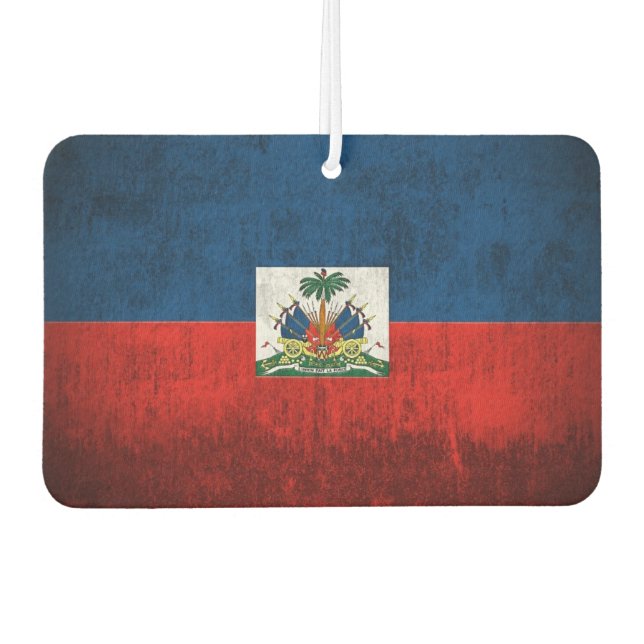 Désodorisant Pour Voiture Drapeau Grunge D'Haïti (Devant)