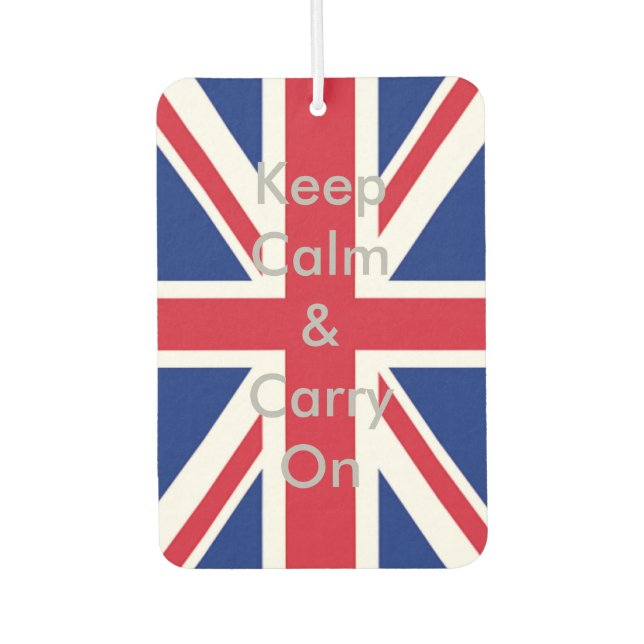 Désodorisant Pour Voiture drapeau union jack garder calme et continuer (Devant)