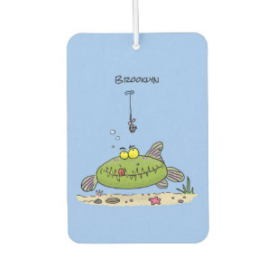 Désodorisant Pour Voiture Drôle gras affamé poisson vert dessin de pêche