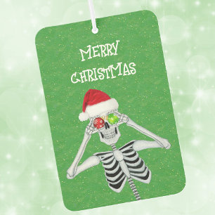 Désodorisant Pour Voiture Drôle Noël Squelette Ornement Eyeballs Vert