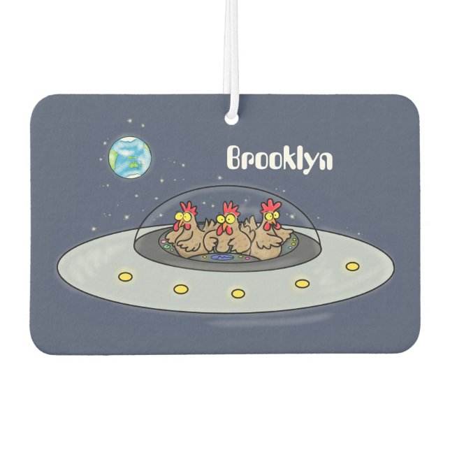 Désodorisant Pour Voiture Drôle poule dans l'espace dessin animé (Devant)