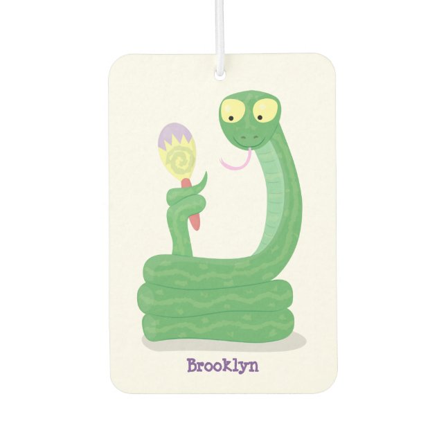 Désodorisant Pour Voiture Drôle serpent vert avec caricature maraca (Devant)