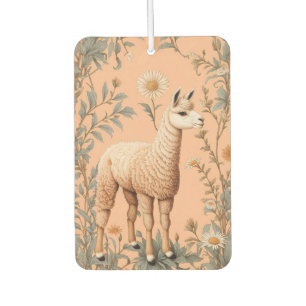 Désodorisant Pour Voiture Élégante Lama et Fleurs de marguerite sur la pêche