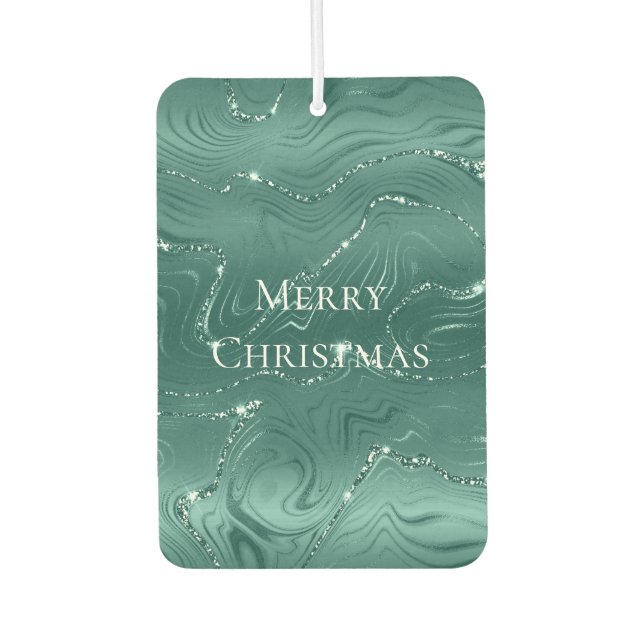 Désodorisant Pour Voiture Emerald Green Glitzy Marble Christmas (Devant)