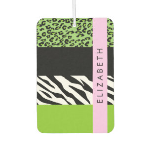 Désodorisant Pour Voiture Empreinte de léopard, Zebra Print, Vert, Votre nom