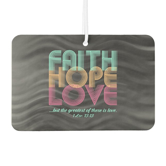 Désodorisant Pour Voiture Faith Hope Love Christian Bible Verse Retro (Devant)