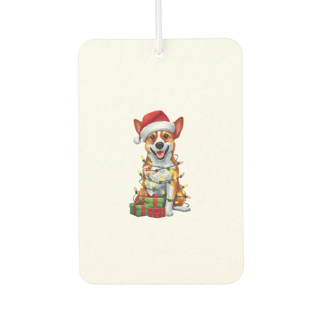 Désodorisant Pour Voiture Feux de Noël Éclairage Santa Chapeau Canaan Chien  (Devant)