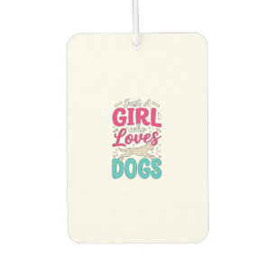Désodorisant Pour Voiture Fille aime les chiens Typographie de gravure vinta