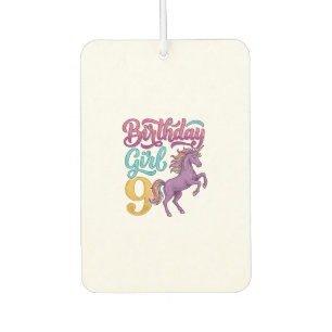 Désodorisant Pour Voiture Fille d'anniversaire 9 Licorne Dessin de gravure v