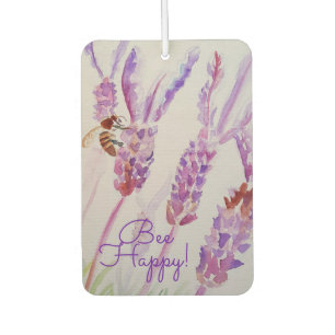 Désodorisant Pour Voiture Fleur aquarelle Lavande Abeille Heureuse
