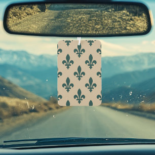 Désodorisant Pour Voiture Fleur de Lis Motif, Royal French Green on Cream