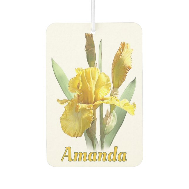 Désodorisant Pour Voiture Fleur d'Iris à harnais Jaune Personnalisée (Devant)