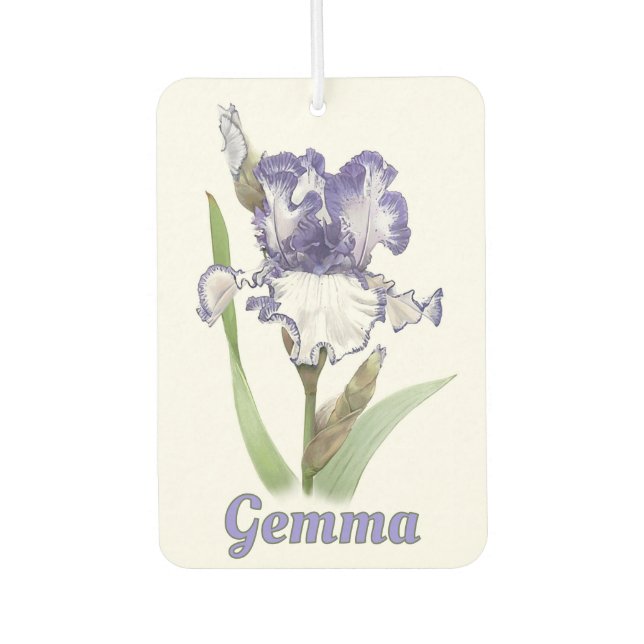 Désodorisant Pour Voiture Fleur Iris Portée Violet Personnalisée (Devant)