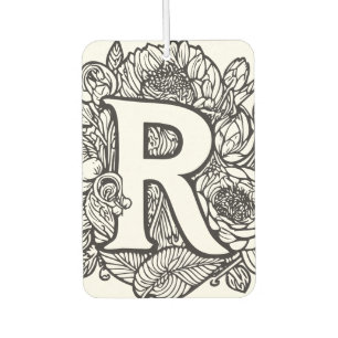 Désodorisant Pour Voiture Fleurs de tatouage personnalisées en noir et blanc