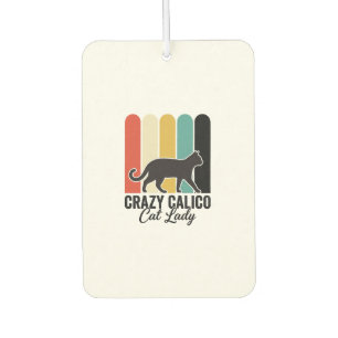 Désodorisant Pour Voiture Folle Dame au Chat Calico Vintage Design Rétro de